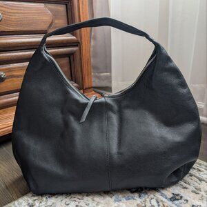 &other stories Large Leather Black Shoulder Hobo Bag